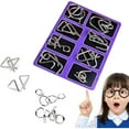 thumbnail image 1 of Metal Brain Teaser Puzzles Ring, 2026 New Metal Puzzle Solving Set, Portable 3D Challenge Puzzle for Travel, IQ Educational Puzzles Game for Family Gathering, Physics Mind Game for Adults, 1 of 9