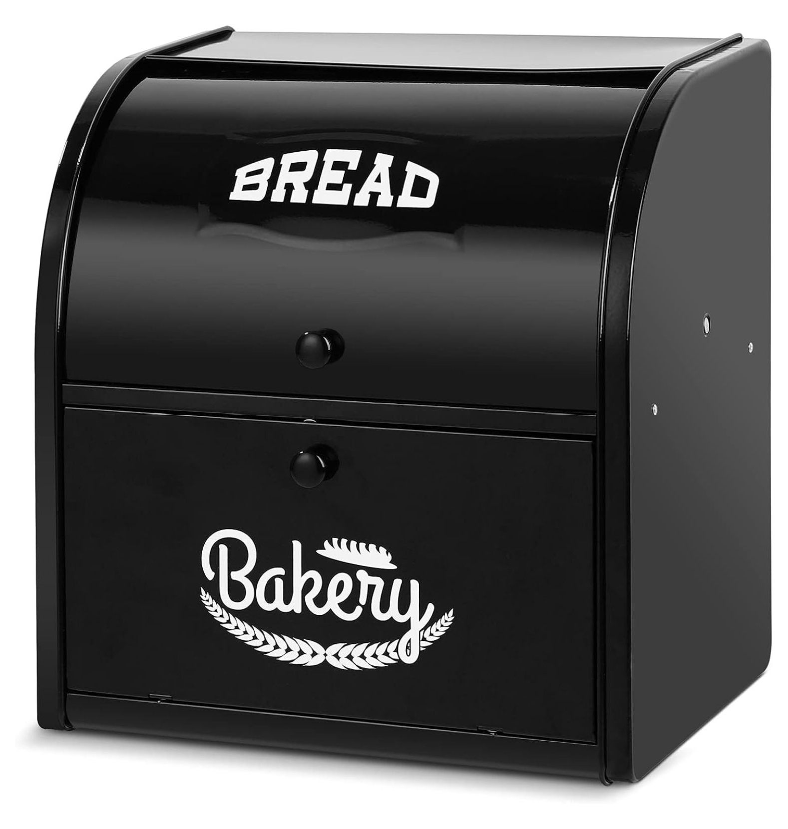 Metal Bread Box For Kitchen Countertop, Storage Container Holds 2