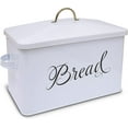 thumbnail image 1 of Metal Bread Box with Side Handles and Lid, Large Capacity Holds 2 Loaves, Steel Bread Storage Container for Kitchen Countertop, White, 1 of 6