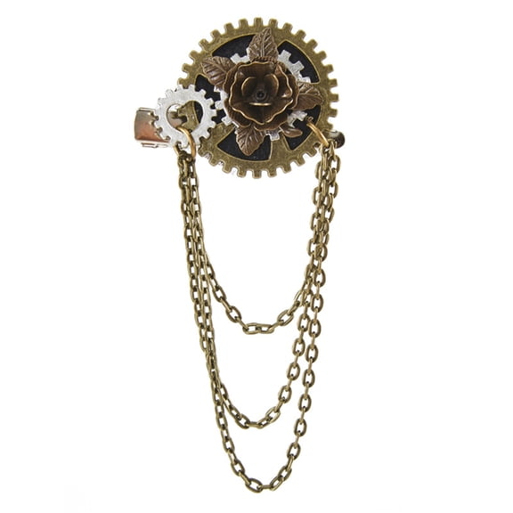 Metal Brooch Collar Pins Steampunk Gears Vintage Hair Clip Lapel Pin Suit Coat Breastpin for Women Men Accessory