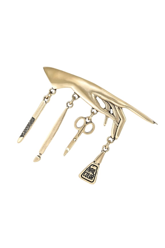 Metal Brooch Pin Depicting Nails Polishing Tools Art And Tassels Decoration For Denims Jackets Unisex Jewelry