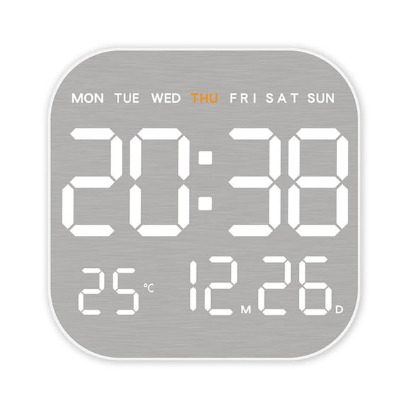 Metal Brushed Clock Face Wall Clock Multifunctional Electronic Led Alarm Clock