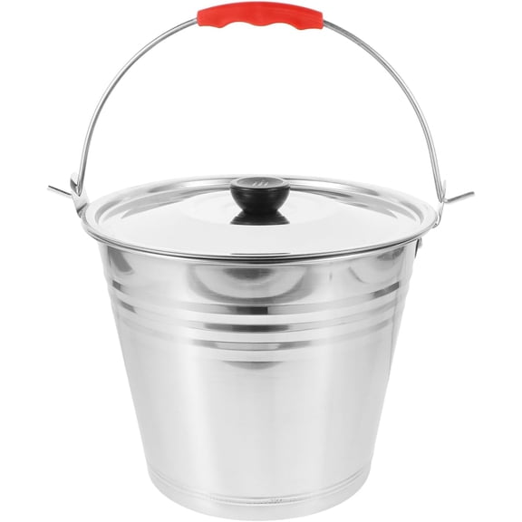 Metal Bucket with Lid - Stainless Steel Bucket Milk Pail Container with Handle Flower Pot for Many Home Tasks Carry Water or Milk for Outdoor Household