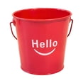 thumbnail image 1 of Metal Bucket with Hello Print Large Capacity Utility Pail for Home Garden Cleaning Storage Use with Handle, 1 of 2
