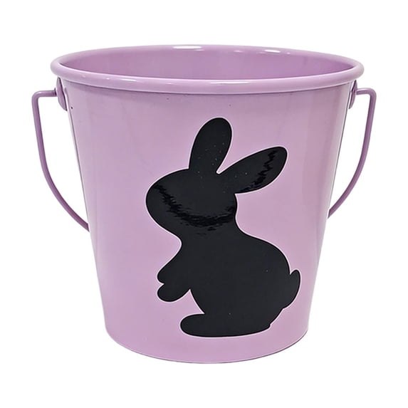Metal Buckets with Handle, Easter Rabbit Bucket for Kids, Classroom, Crafts, and Party Favors, Candy Eggs Storage Bucket (Purple)