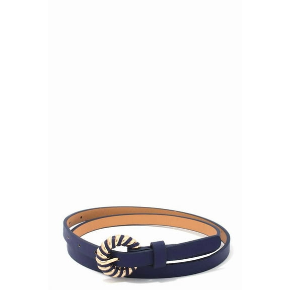 Metal Buckle Pu Leather Belt Navy