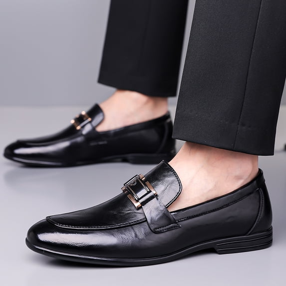 Metal Buckle Slip-On Penny Loafer Business Leather Shoes