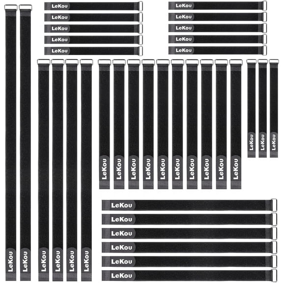 Metal Buckles Hook and Loop Straps Cable Ties Hook Reusable Fastening Straps 35 PACK