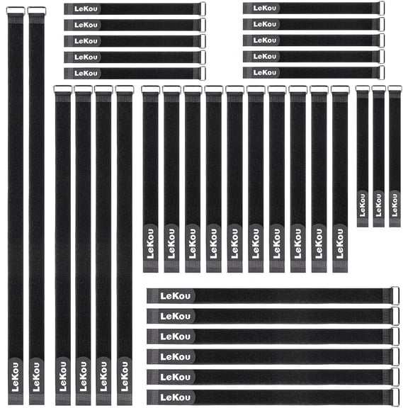 Metal Buckles Hook and Loop Straps Cable Ties Hook Reusable Fastening Straps 35 PACK