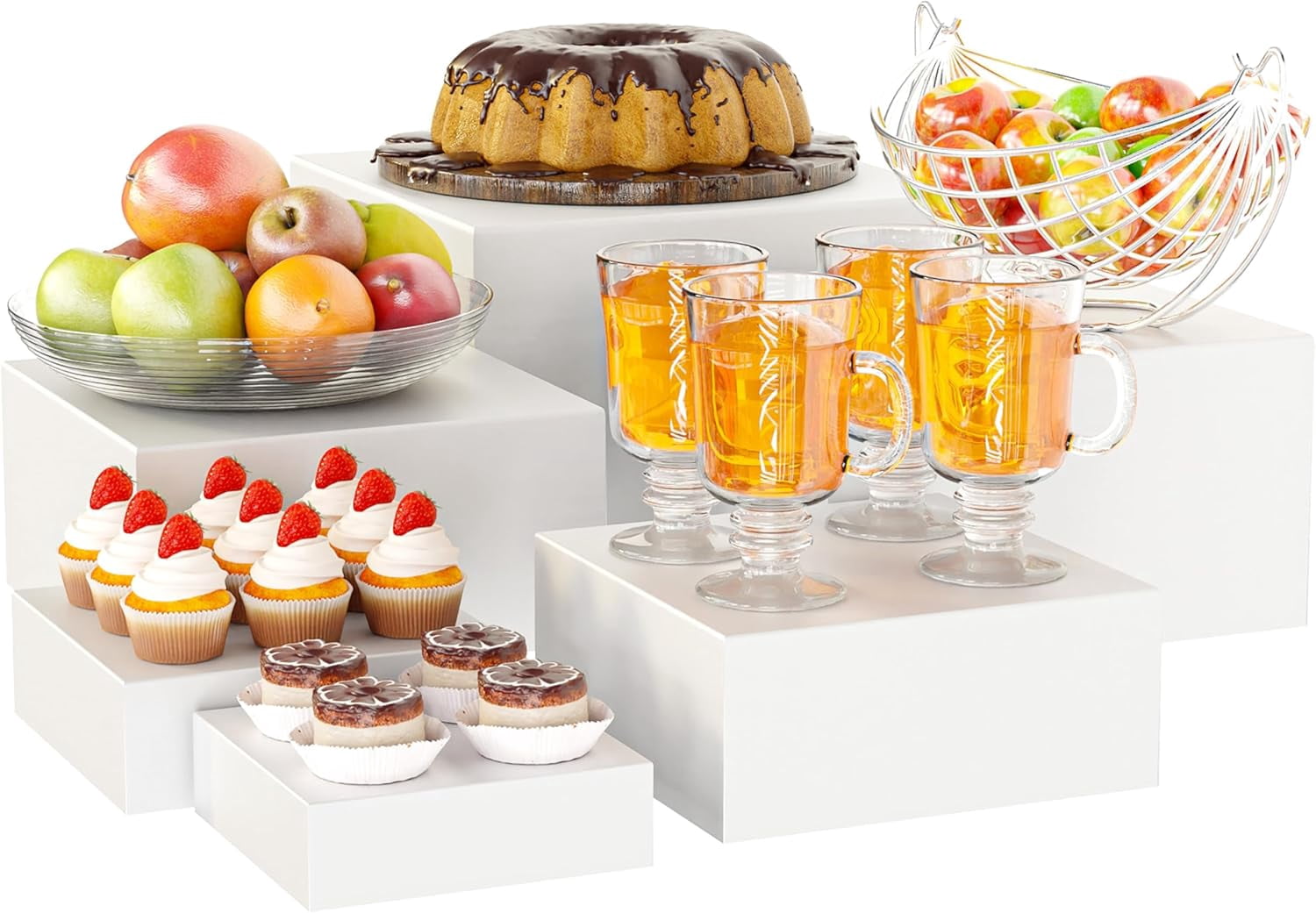 W Riser On Buffet Metal Buffet Risers,6PCS Food Risers for Buffet Table 5in to 10in ...