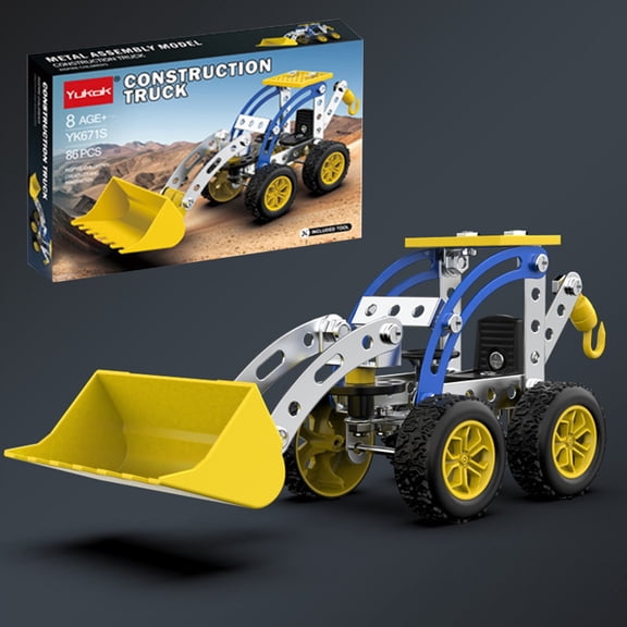 Metal Bulldozer Model Kits Building, 86 Pcs Metal Erector Set Car Model Building Blocks, Educational Vehicle Construction Kit