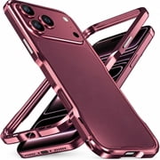 Metal Bumper Case for iPhone 18 Pro Max, Slim Backless Alloy Frame with Screws,Burgundy