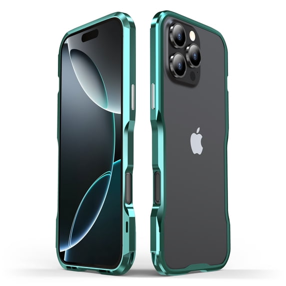 Metal Bumper Case for iPhone 16 Pro Max, Aluminum Alloy Metal Frame Bumper Slim Cool No Back Design Not Affect Signal Fast Heat Dissipation For iPhone 16 Pro Max,Darkcyan