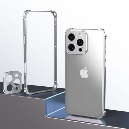 Metal Bumper Compatible for iPhone 13 with Camera Lens Protection, Aluminum Shockproof Drop Protective Frame Minimalist Bumper Shell Heat Dissipation for iPhone 13, Silver
