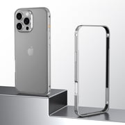Metal Bumper Frame for iPhone 14 Pro, Luxury Ultra Slim Lightweight Shock-Absorbent Anti-Scratch Drop Protective Anti-Slip Durable Frame, for iPhone 14 Pro, Silver