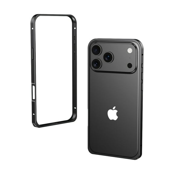 Metal Bumper Phone Case For iPhone 17,Slim Metal Frame Backless Fast Heat Dissipation,Ultra Slim Shockprood Anti-fall Protection,No Back Design,Rugged Thin Fit Phone Case,Black