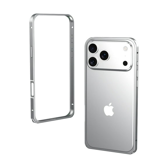 Metal Bumper Phone Case For iPhone 17,Slim Metal Frame Backless Fast Heat Dissipation,Ultra Slim Shockprood Anti-fall Protection,No Back Design,Rugged Thin Fit Phone Case,Silver