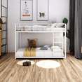 thumbnail image 1 of Metal Bunk Bed Full Over Full with Ladder, Low Bunk Bed Frame with Safety Guard Rails, Sturdy Heavy Duty Full Size Floor Bunk Beds Frames for Teens, No Box Spring Required, 1 of 8