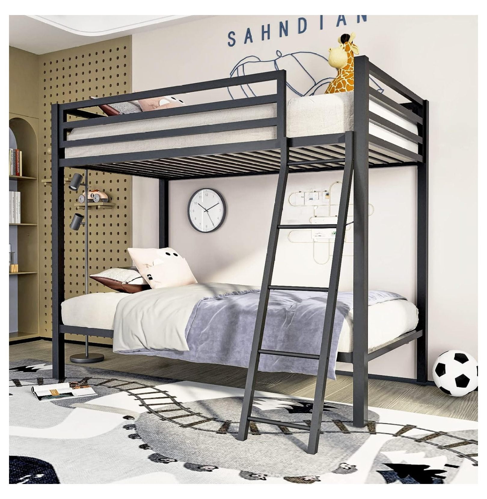 Metal Bunk Bed Over Size, Heavy Duty Bunk Beds with Safety 14" Guard