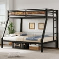 thumbnail image 1 of Metal Bunk Bed Twin Over Full for Adults & Kids, Industrial Bunkbeds Heavy Duty Bed with Safety Guardrail & Ladders,Retro, 1 of 8