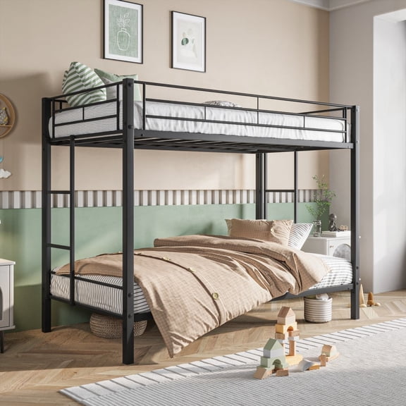 Metal Bunk Bed Twin Over Twin - No Box Spring, Noise Free