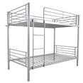 thumbnail image 1 of Metal Bunk Bed Twin Over Twin with Ladder, Heavy Duty Sturdy Bunk Bed with Safety Guard Rails, Noise Free, No Boxing Spring Needed, Gray, 1 of 7