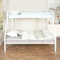 Metal Bunk Bed, Twin over Full, Heavy Duty with Guardrails for Kids, White