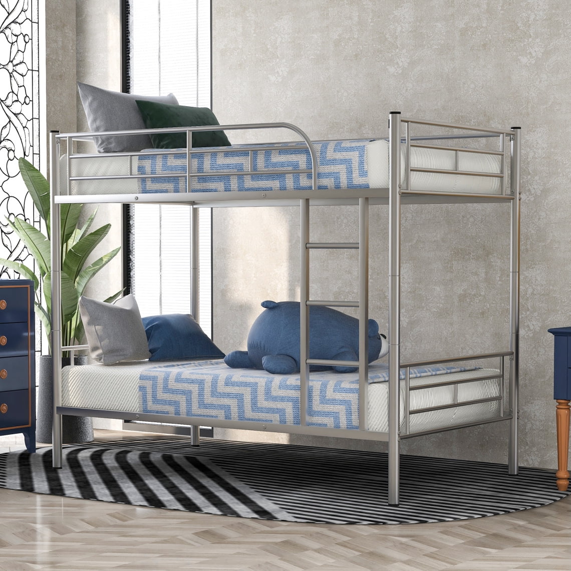 Metal Bunk Beds Twin Over Twin, Metal Twin Bunk Bed with Removable