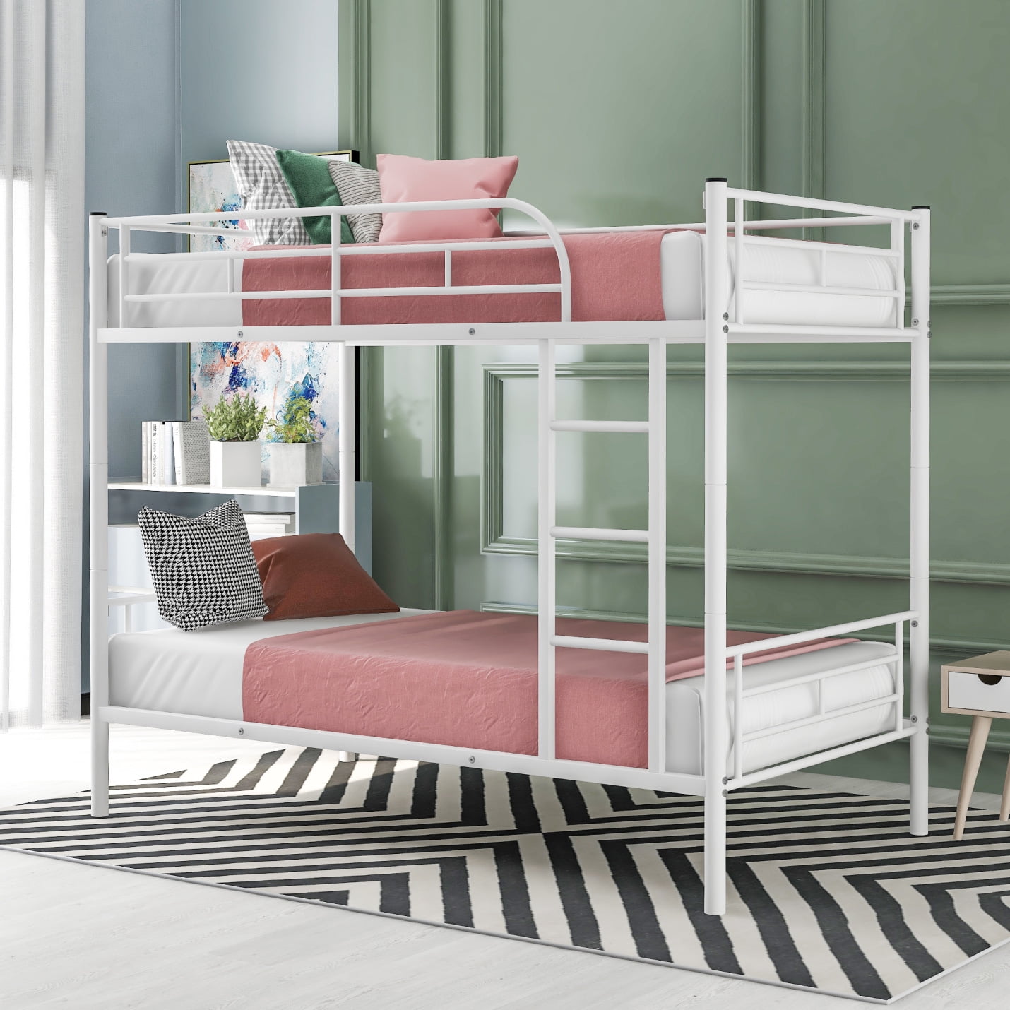 Metal Bunk Beds Twin Over Twin, Metal Twin Bunk Bed with Removable