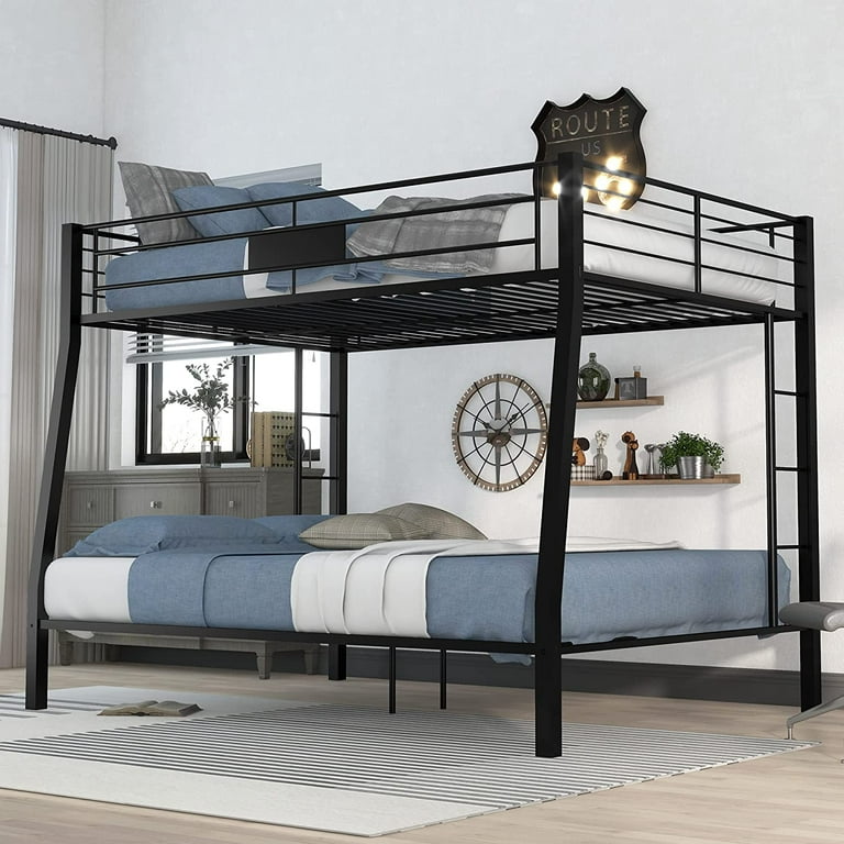 Metal Bunk Beds Twin XL Over Queen Bunk Bed for Adults Thicken