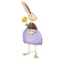 thumbnail image 1 of Metal Bunny Holding Flower Statuary, 1 of 1