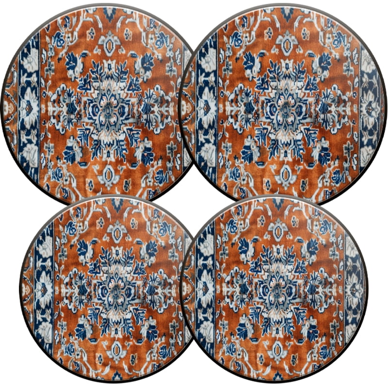 Metal Burner Covers for Electric Stove, Vintage Boho Floral Pattern Durable Round Gas Stove Burner Covers Set of 4, 8 Inches and 10 Inches