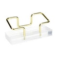 thumbnail image 1 of Metal Business Card Stand Holder Gold with Clear Acrylic Base for Office Desk, Wired Line Sleek Small Business Name Card Calling Card Display Stand, 1 of 6