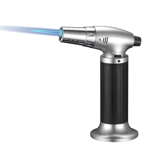 Metal Butane Torch Lighter, Refillable Windproof Culinary Blowtorch with Direct Blast Flame for BBQ Grilling Baking, Adjustable Flame Kitchen Lighter for Creme Brulee Steak Camping