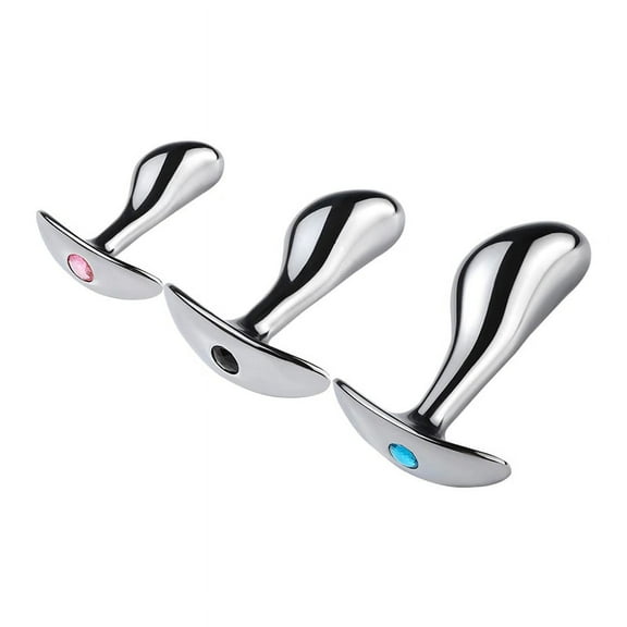 Metal Butt Plug Anal Sex Toy Curved w/ Handle Stainless Steel 3-Size Set Trainer