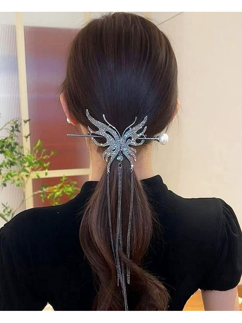 Metal Butterfly Hair Stick Pearl Hair Chopsticks Hair Clip  display picture 2