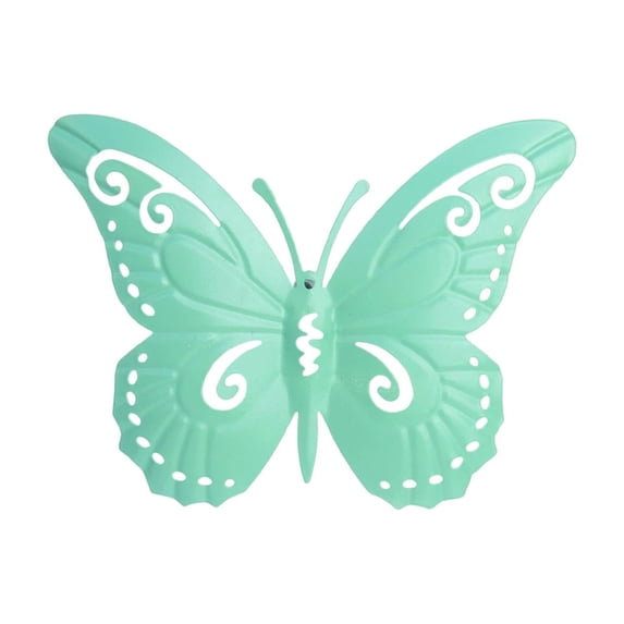 Metal Butterfly Wall Decor Hand Painted Iron Butterfly for Garden Fence Patio Outdoor Ornament Mint Green