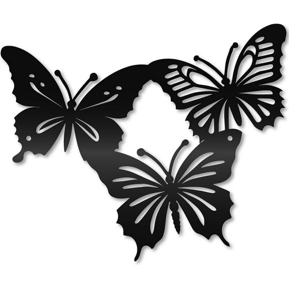 Metal Butterfly Wall Decor Iron Hanging Butterflies Wall Sculpture Black Modern Simple Ornaments Accessories for Living Room Bedroom Bathroom Outdoor Wedding Party Birthday Gift 11.8x9.8in colorful