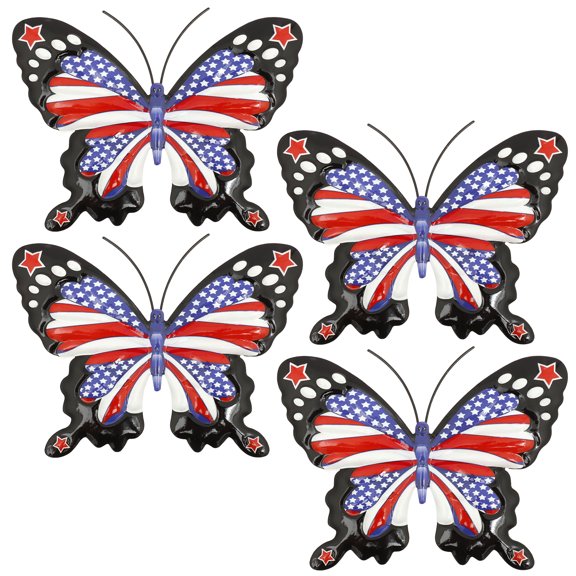 Metal Butterfly Wall Outdoor Decor - 4 Pack Metal Butterflies Wall Art Sculpture Hanging Decor for Home Yard Patio Garden Decorations