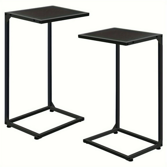Metal C Shaped End Table 1/2 Pack - Slide Under Sofa Side Table, Small Space Living Room & Bedroom End Tables Set for Couch