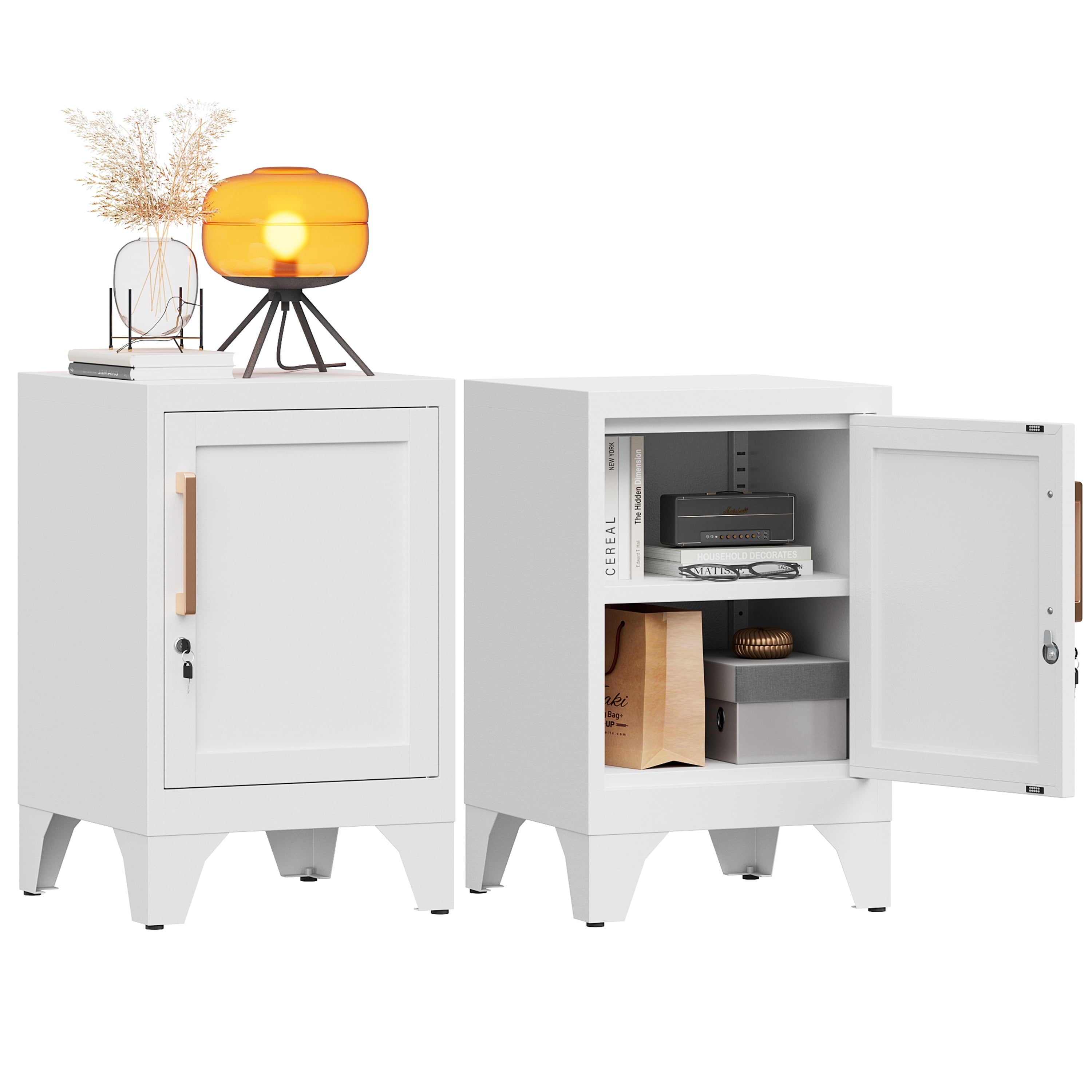 Compact Metal Locking Storage Locker – Adjustable Shelves, White