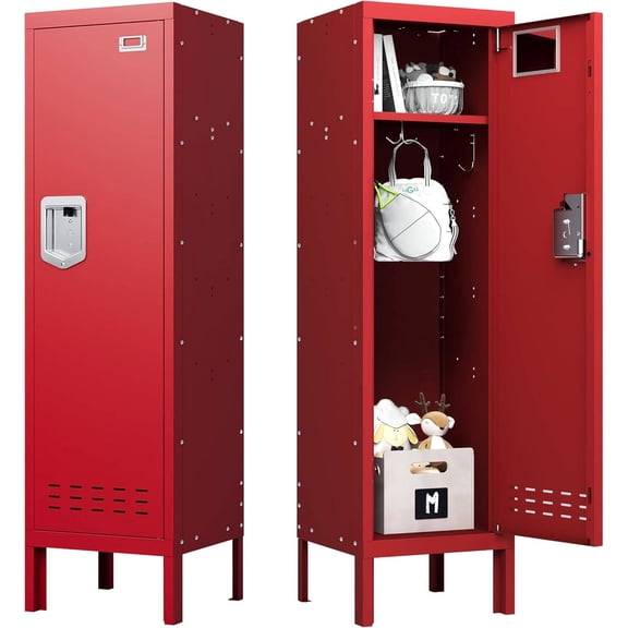 Metal Cabinet Home Office Storage, Lockable Steel Locker with Door, 54" Height, Multi-Purpose for Home, Office, Gym, School, Garage