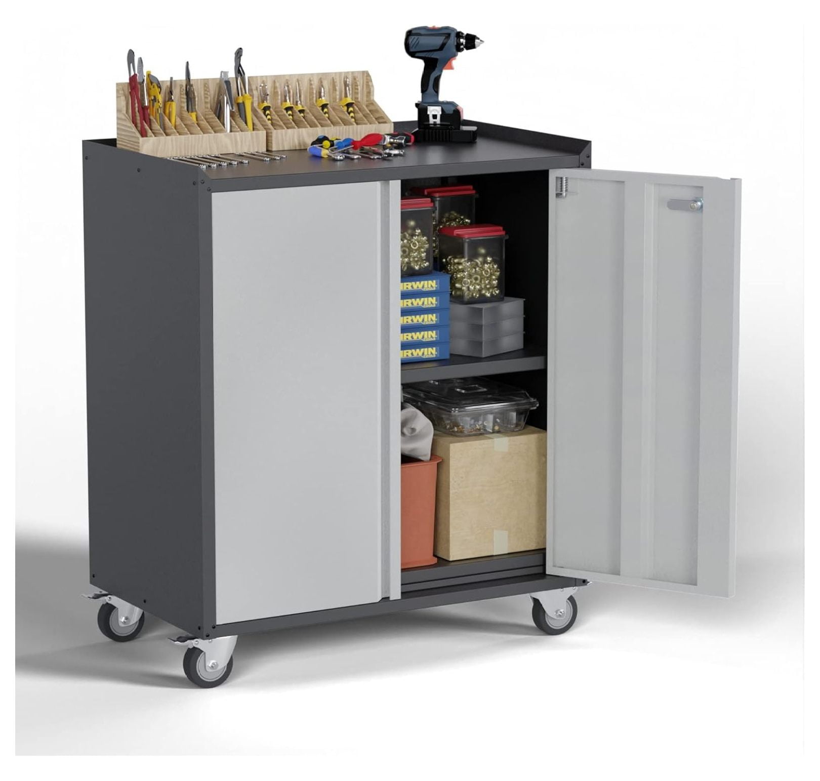 Metal with Wheels, Storage with 4 Wheels, Garage