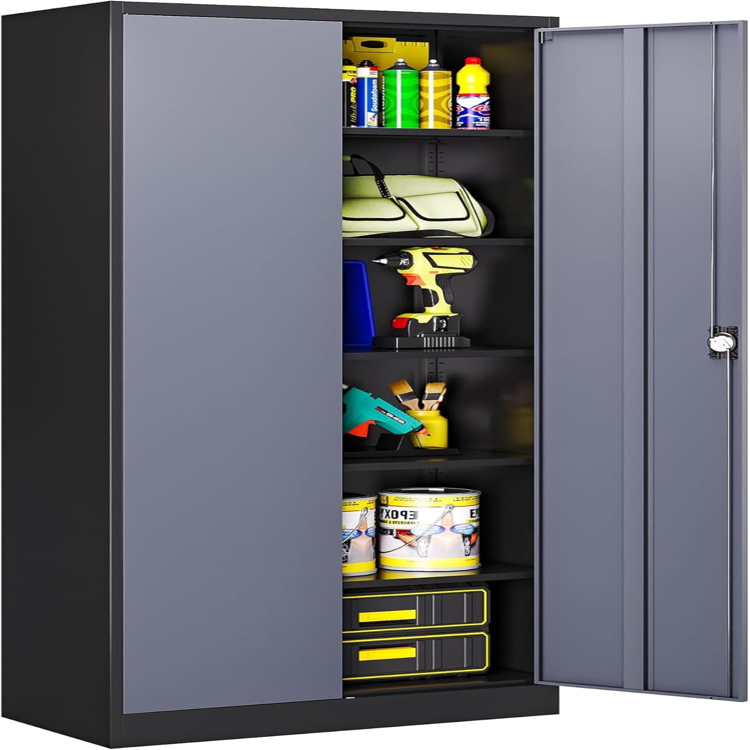 Metal with Lock Lockable Garage with 2 Doors and 5