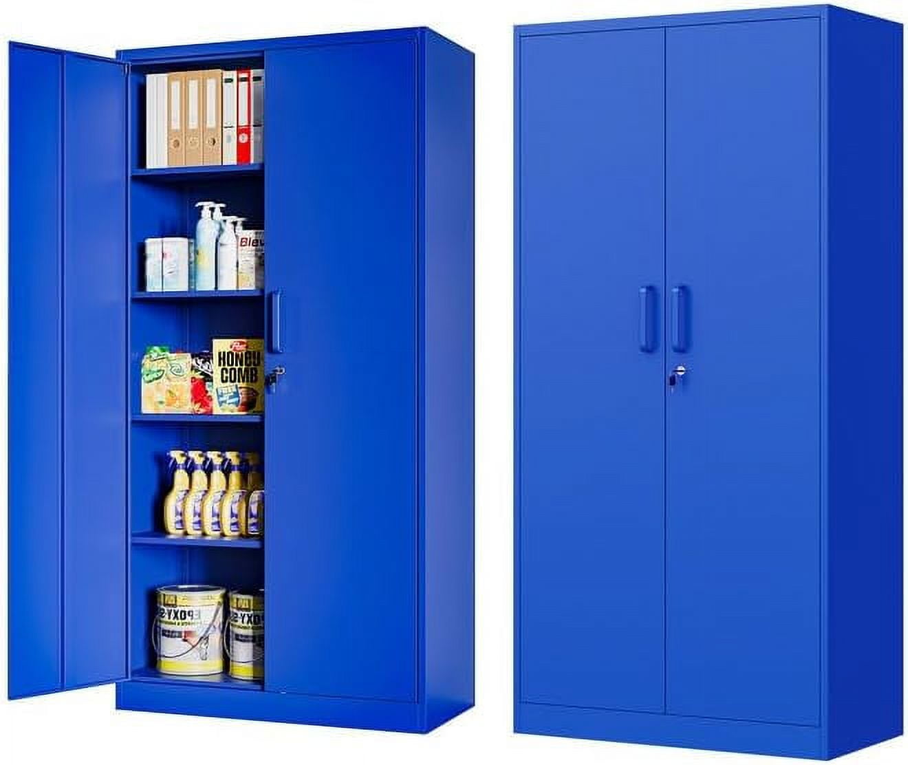 Metal with Locking Doors&2 Adjustable Shelves Lockable Steel Office Counter