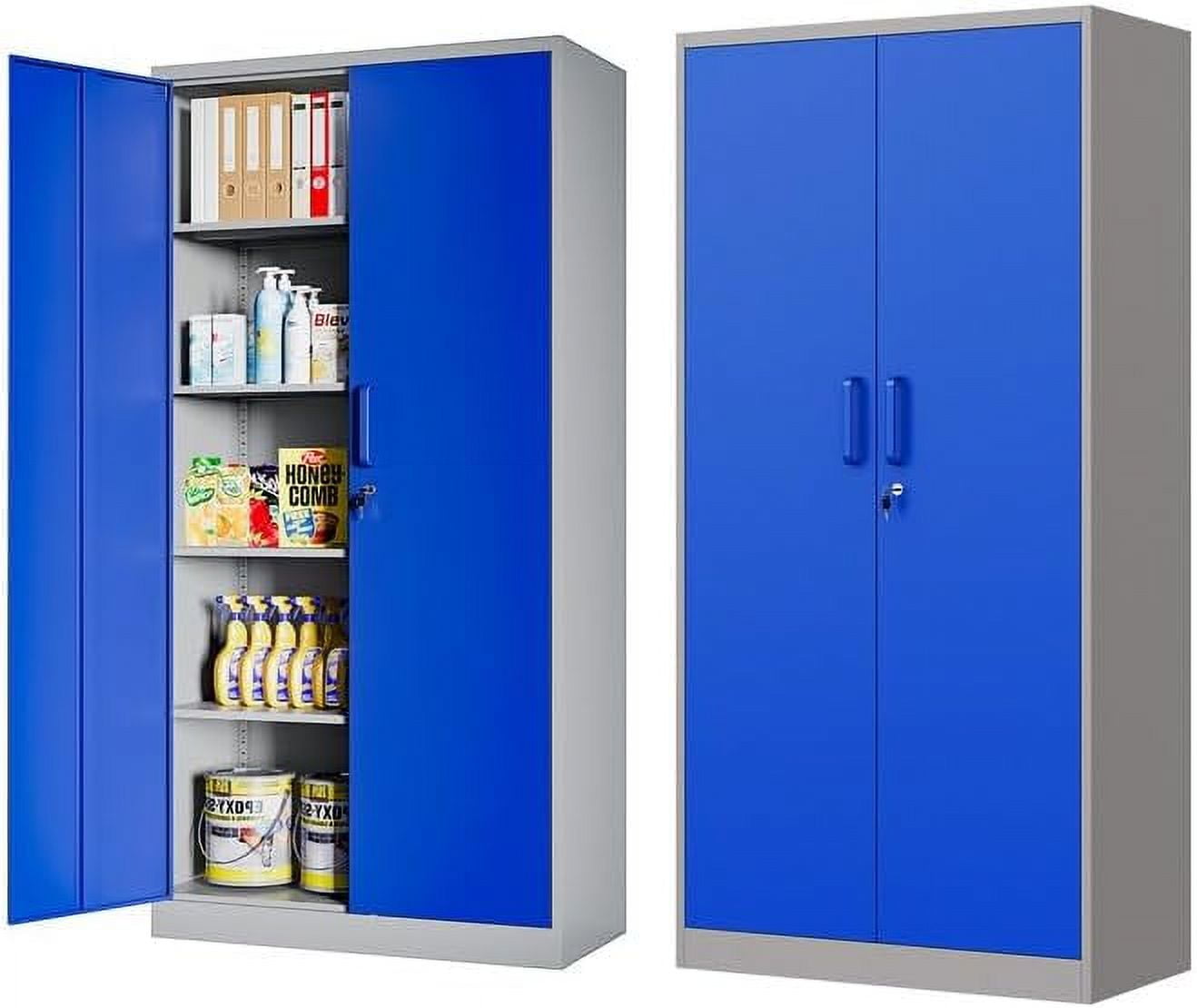 Metal with Locking Doors&2 Adjustable Shelves Lockable Steel Office Counter