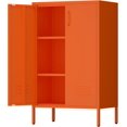thumbnail image 1 of Metal Cabinets with Doors and Shelves,Small Storage Cabinet,2 Door Locker Storage Cabinets for Home Office,Gym,School,Orange, 1 of 16