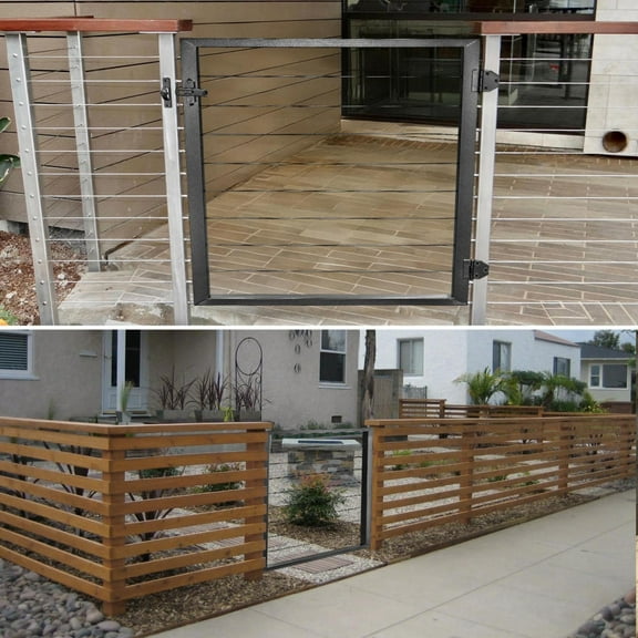 Metal Cable Railing Gate 36"x23", Carbon Steel Construction for Indoor Outdoor Residential Use(Black)