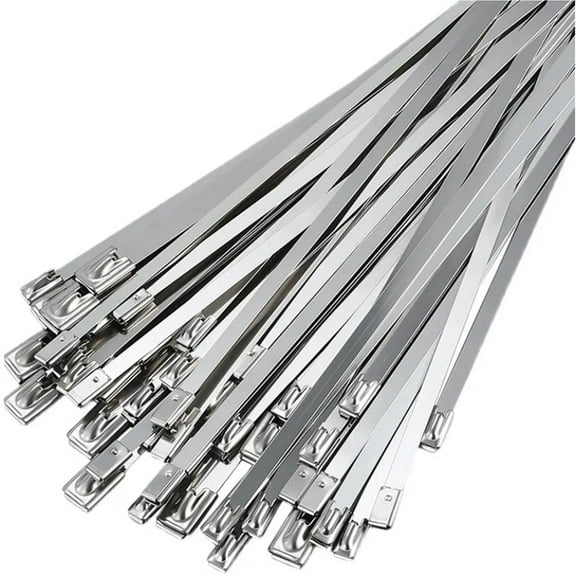 Metal Cable Ties 100 Pack 304 Stainless Steel Cable Ties Heavy Duty Multipurpose Cable Ties For Machinery, Vehicles, Exhaust , Farms,Roofs, Cables And Outdoor