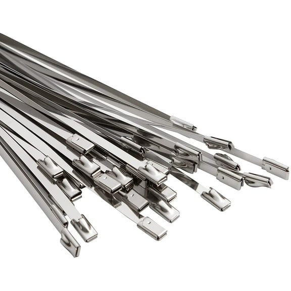 Metal Cable Ties 15.8 inches Advanced Heavy Duty Stainless Steel Wire Multi-function Locking Exhaust Wrap Flexible Durable 30 Pack